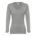 Camisola para mulher manga comprida em algodão 150 g/m2 THC Bucharest cor cinzento mesclado primeira vista