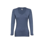 Camisola para mulher manga comprida em algodão 150 g/m2 THC Bucharest cor azul mesclado primeira vista