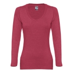 Camisola para mulher manga comprida em algodão 150 g/m2 THC Bucharest cor vermelho mesclado