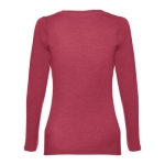 Camisola para mulher manga comprida em algodão 150 g/m2 THC Bucharest cor vermelho mesclado