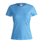 T-shirts de algodão para mulher 150 g/m2 Keya cor azul-claro primeira vista