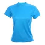 T-shirts desportivas personalizadas em poliester 135 g/m2 MKT cor azul-claro primeira vista