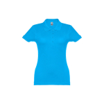 Polo em diversas cores para mulher em algodão 195 g/m2 THC Eve cor ciano primeira vista