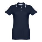 Polos bicolor em algodão personalizáveis para mulher 210 g/m2 THC Rome cor azul-marinho