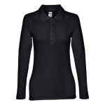 Polo de manga comprida para mulher em algodão 210 g/m2 THC Bern cor preto