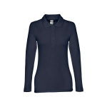 Polo de manga comprida para mulher em algodão 210 g/m2 THC Bern cor azul primeira vista