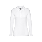 Polo de manga comprida para mulher em algodão 210 g/m2 THC Bern cor branco primeira vista