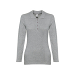 Polo de manga comprida para mulher em algodão 210 g/m2 THC Bern cor cinzento primeira vista