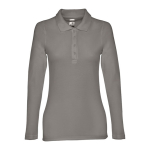 Polo de manga comprida para mulher em algodão 210 g/m2 THC Bern cor cinzento-escuro primeira vista