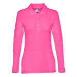Polo de manga comprida para mulher em algodão 210 g/m2 THC Bern cor fúcsia