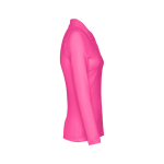 Polo de manga comprida para mulher em algodão 210 g/m2 THC Bern cor fúcsia terceira vista