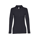 Polo de manga comprida para mulher em algodão 210 g/m2 THC Bern cor azul ultramarino primeira vista