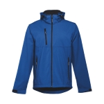 Casaco softshell para empresa, poliester com capuz 280 g/m2 THC Zagreb cor azul primeira vista