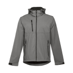 Casaco softshell para empresa, poliester com capuz 280 g/m2 THC Zagreb cor cinzento primeira vista