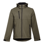 Casaco softshell para empresa, poliester com capuz 280 g/m2 THC Zagreb cor verde militar