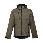 Casaco softshell para empresa, poliester com capuz 280 g/m2 THC Zagreb cor verde militar primeira vista