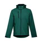 Casaco softshell para empresa, poliester com capuz 280 g/m2 THC Zagreb cor verde-escuro primeira vista