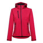 Casacos softshell poliester para mulher com capuz 280 g/m2 THC Zagreb cor vermelho