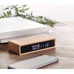 Carregadores sem fios personalizados com despertador de bambu Time cor madeira segunda vista conjunto