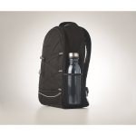 Mochila personalizada marmoreada com cores contrastantes rPET cor preto vista fotografia quinta vista