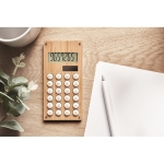 Calculadora pequena em ABS e bambu com carga solar e pilhas Design cor madeira