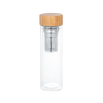 Garrafa de vidro com infusor para chá e parede dupla 490ml TeaBoo XL cor natural
