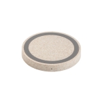 Carregador sem fios em ABS e palha de trigo 5W Natural Round Fast cor natural