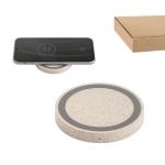 Carregador sem fios em ABS e palha de trigo 5W Natural Round Fast varias cores