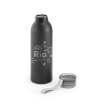 Garrafa de alumínio antifugas com pega de silicone 660 ml Alu Cool cor preto imagem com logo 4
