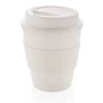 Copos com tampa de plástico, recicláveis, de 350ml Takeaway Comfort cor branco