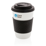 Copos de plástico aptos para micro-ondas 270ml Speciality Coffee cor preto vista com logo