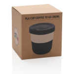 Copos takeaway eco com logo, pega e tampa de 280ml Barista cor preto segunda vista com caixa