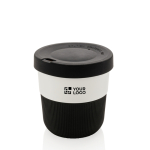 Copos takeaway eco com logo, pega e tampa de 280ml Barista cor preto vista principal