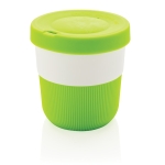 Copos takeaway eco com logo, pega e tampa de 280ml Barista cor verde