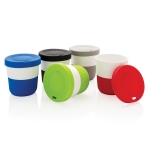 Copos takeaway eco com logo, pega e tampa de 280ml Barista cor verde vista geral