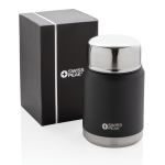 Termo de aço inoxidável com colher para alimentos Liquid To Go cor preto vista com caixa