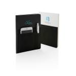 Caderno personalizado com bolsos, folhas A5 pautadas Smart Pocket cor preto vista vários com logo