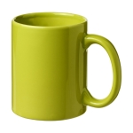 Canecas personalizadas coloridas de cerâmica de 330ml Basic Colorful cor verde-lima segunda vista frontal