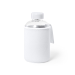 Garrafa de vidro com bolsa colorida de softshell 600ml Softshell cor branco primeira vista