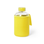Garrafa de vidro com bolsa colorida de softshell 600ml Softshell cor amarelo primeira vista