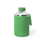 Garrafa de vidro com bolsa colorida de softshell 600ml Softshell cor verde primeira vista