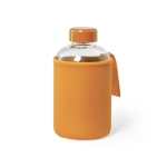 Garrafa de vidro com bolsa colorida de softshell 600ml Softshell cor cor-de-laranja primeira vista