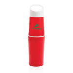 Garrafa ecológica personalizada feita de cana-de-açúcar 500ml cor vermelho vista com logo