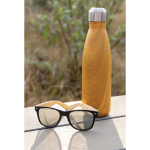 Elegante garrafa de aço com estampado madeira 500ml Wood Print cor madeira clara vista de ambiente