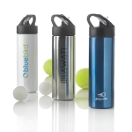 Garrafas para desporto de aço inoxidável com palhinha 500ml Pioneer cor prateado vista vários com logo