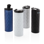 Copo original com design geométrico em aço inoxidável 350ml Geometric cor preto vista vários com logo
