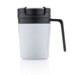 Caneca térmica promocional pequena anti-gotas com pega 160ml Coffee cor branco segunda vista