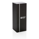 Termos impressos pequenos de aço inoxidável 300ml Swiss Peak Mini cor preto segunda vista com caixa