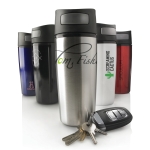 Copos térmicos impressos com abertura de um toque 300ml Original cor preto vista vários com logo