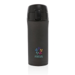 Copo térmico com sistema de abertura fácil anti-gotas 300ml Hot&Cold cor preto vista com logo